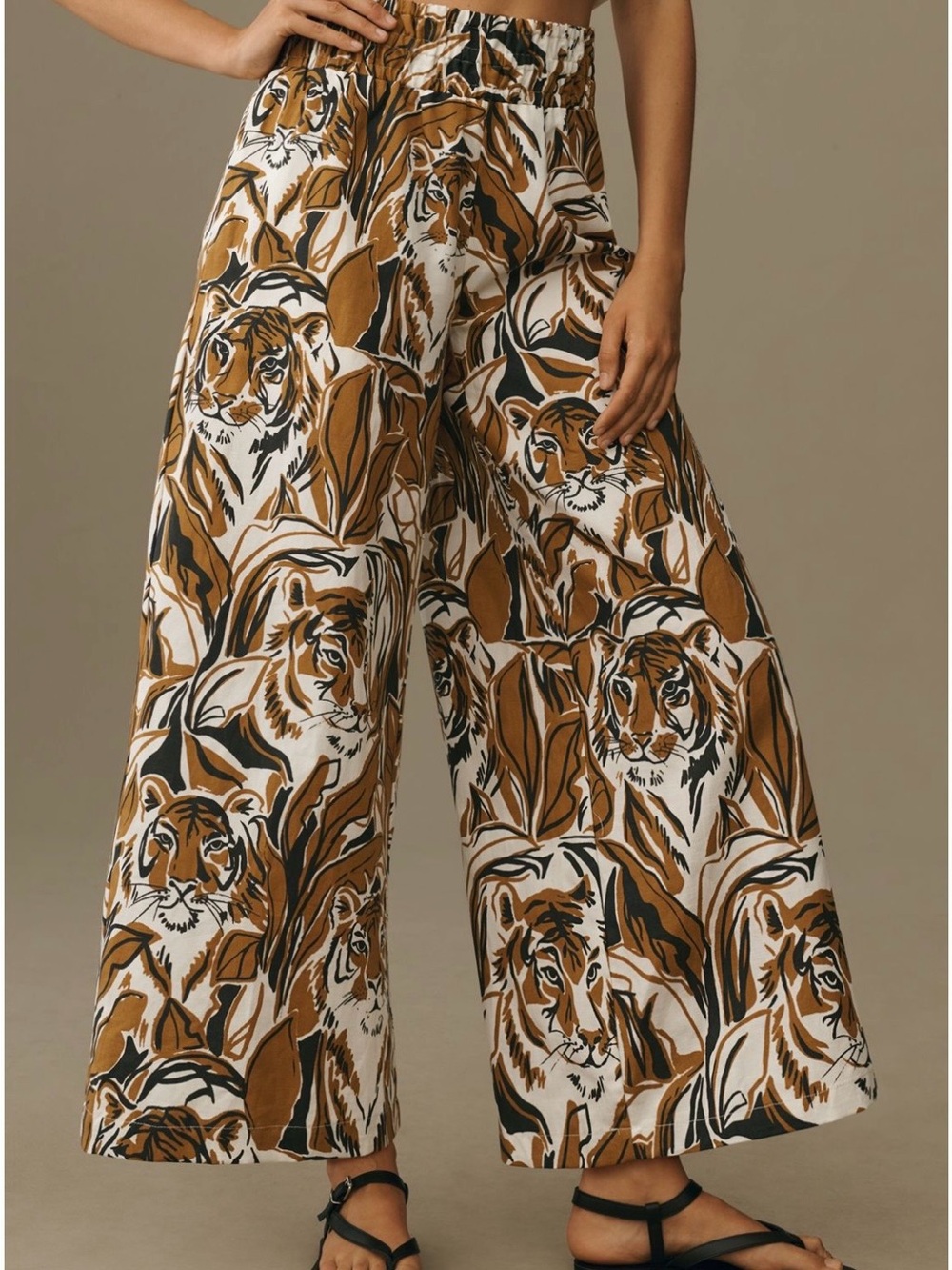 Anthropologie The Somerset Pull On Pant -
Linen - Tiger 🐯 print - Picture 2 of 6